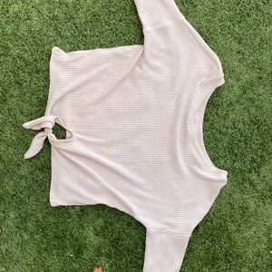 abercrombie rib knit crop tied shirt